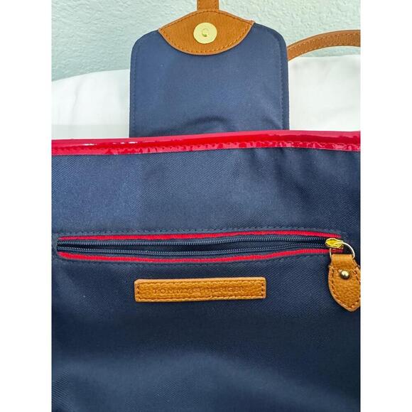 Tommy Hilfiger Striped Canvas Tote Bag Leather Trim Nautical Preppy Coastal Chic - Picture 7 of 16